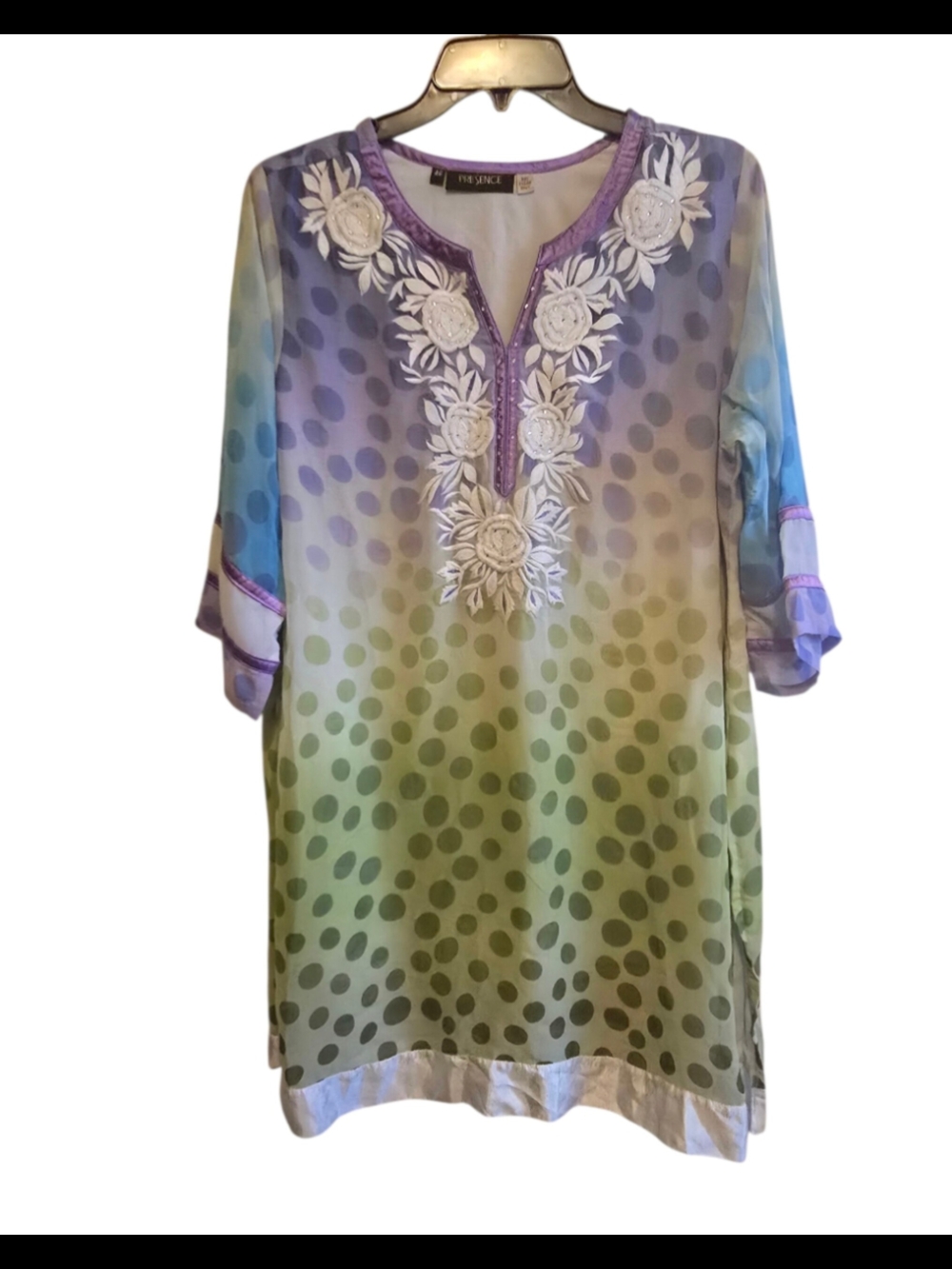 Presence boutique Ombré Polka Dot Embellished Tunic Dress – Size 46